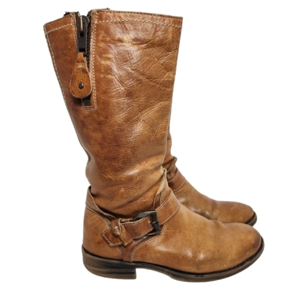 bed stu womens size 7.5 moto tan leather boots